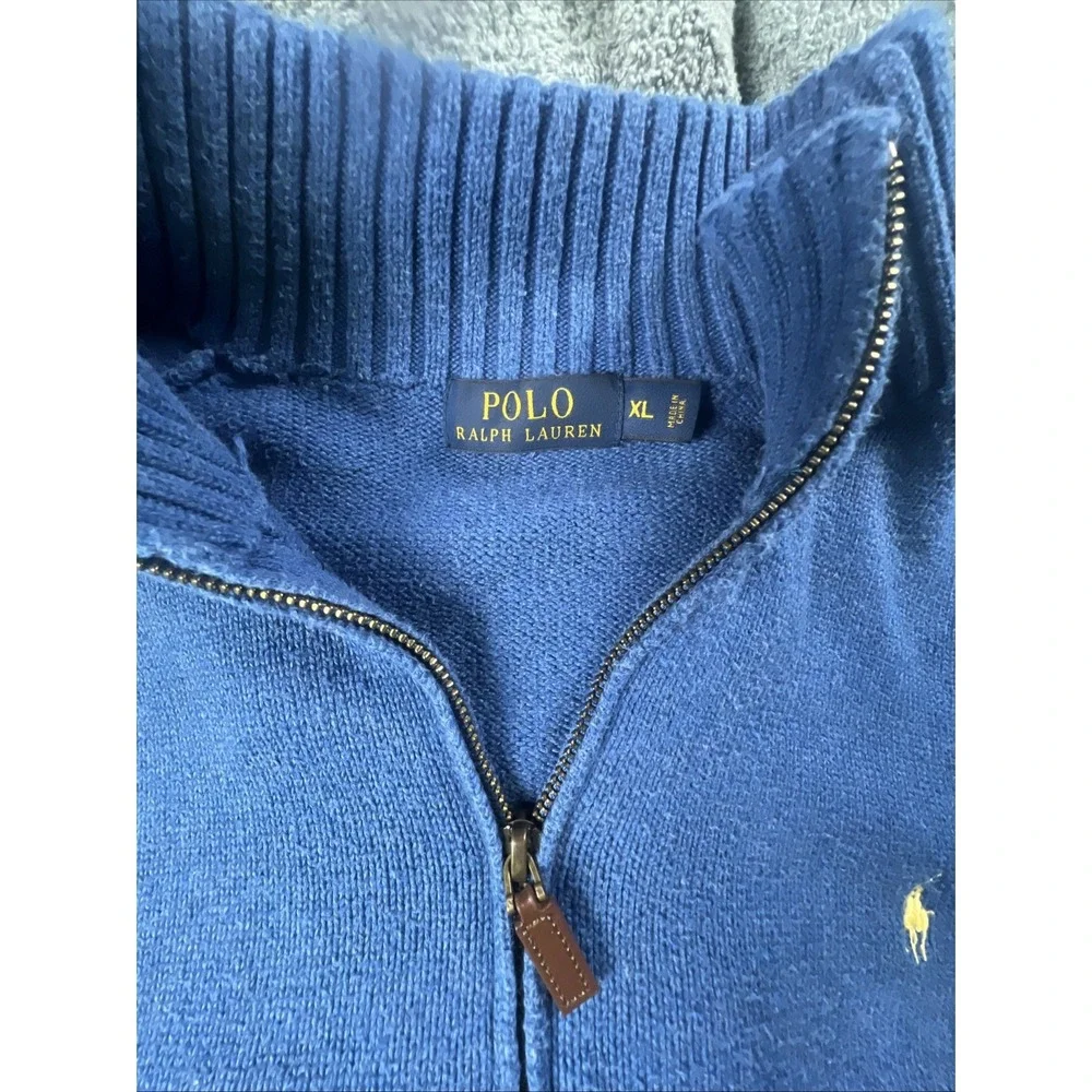 Polo Ralph Lauren Men XL 1/4 Zip Pullover Sweater Blue Long Sleeve Heavy w/ Pony